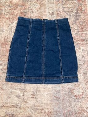 Free People Dark Blue Denim Paneled Mini Skirt